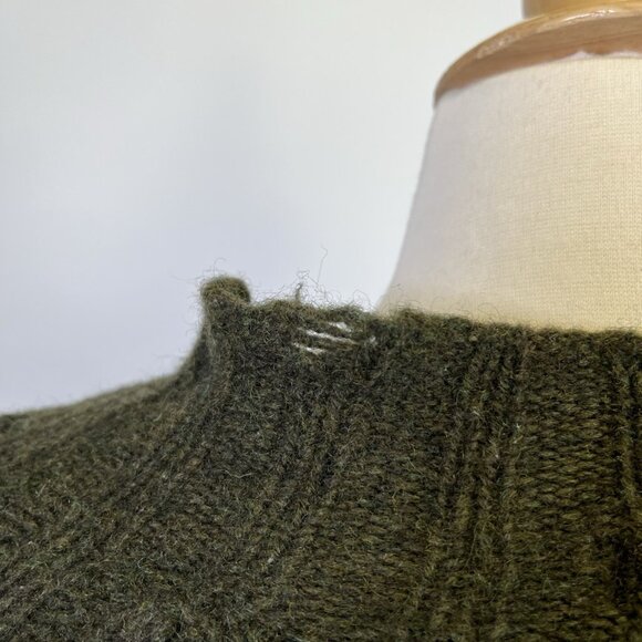 Vintage SKYR Green Knit Ribbed Wool Sweater Cardigan Large Zip Up Nordic Granny - Picture 7 of 10